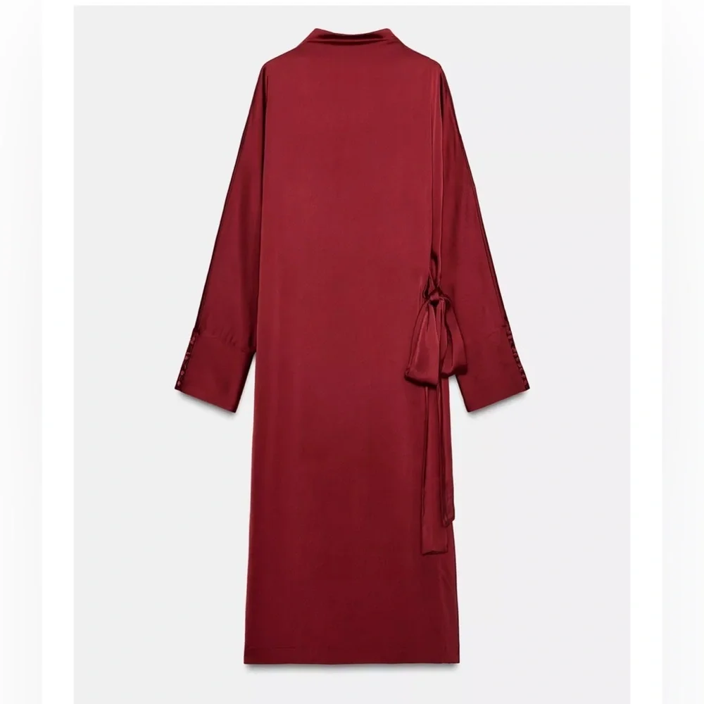 Zara SATIN EFFECT TIED DRESS ZW COLLECTION - Picture 4 of 6